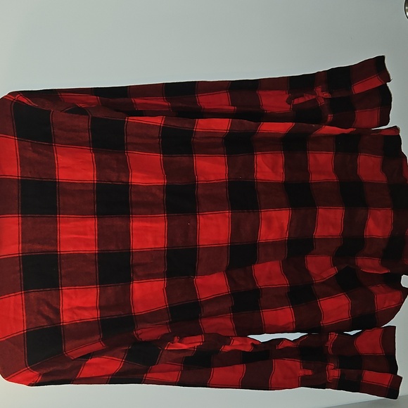 Red and Black Plaid Lace-Up Shirt - Picture 5 of 5